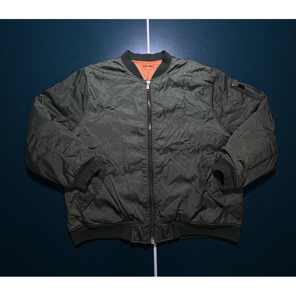 Vintage MA-1 Flyers Bomber Jacket Men's 2XL Green Reversible Orange Flight Pilot